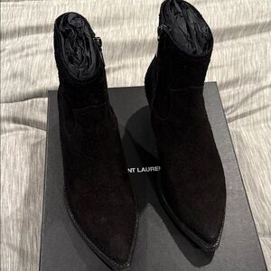 Saint Laurent Men's Black Suede Lukas Boots